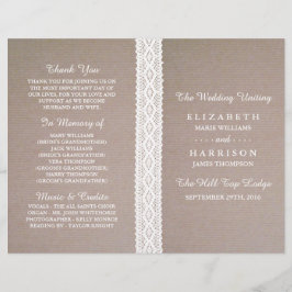 Rustic Kraft &  White Lace Wedding Programme