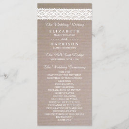 Rustic Kraft & White Lace Wedding Programme Programmakaart