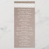 Rustic Kraft & White Lace Wedding Programme Programmakaart (Achterkant)