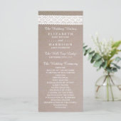 Rustic Kraft & White Lace Wedding Programme Programmakaart (Staand voorkant)