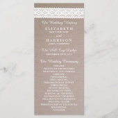 Rustic Kraft &  White Lace Wedding Programme Programmakaart (Voorkant)