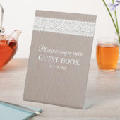 Rustic Kraft &  White Lace Wedding Reclamebord Met Voetstuk (Insitu)