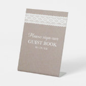 Rustic Kraft &  White Lace Wedding Reclamebord Met Voetstuk (Voorkant)