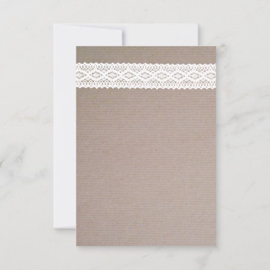 Rustic Kraft &  White Lace Wedding RSVP Kaartje (Achterkant)