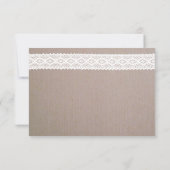 Rustic Kraft &  White Lace Wedding RSVP Kaartje (Achterkant)