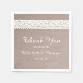 Rustic Kraft &  White Lace Wedding Servet (Voorkant)