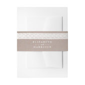 Rustic Kraft &  White Lace Wedding Uitnodigingen Wikkel (Voorkant Voorbeeld)