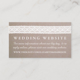 Rustic Kraft &  White Lace Wedding Website Informatiekaartje