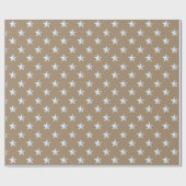 Rustic Kraft White Silver Stars Vakantie Cadeaupapier (Vlak)