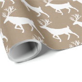 Rustic Kraft White Stag Reindeer Cadeaupapier (Rol Hoek)