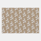 Rustic Kraft White Stem Leaf Greenery Inpakpapier Vel (Voorkant 2)
