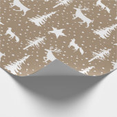 Rustic Kraft White Winter Woodland Trees & Animals Cadeaupapier (Hoek)