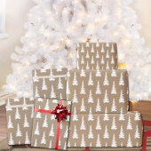 Rustic Kraft White Woodland met kerstbomen Cadeaupapier