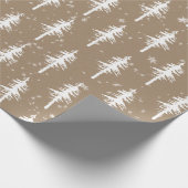 Rustic Kraft White Woodland Sparse Spruce Tree Cadeaupapier (Hoek)