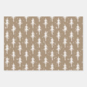 Rustic Kraft White Woodland Sparse Spruce Trees Inpakpapier Vel (Voorkant 3)