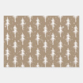 Rustic Kraft White Woodland Sparse Spruce Trees Inpakpapier Vel (Voorkant 2)