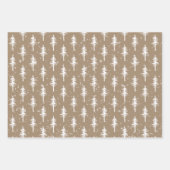 Rustic Kraft White Woodland Sparse Spruce Trees Inpakpapier Vel (Voorkant)
