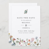 Rustic Kraft Wildbloemen & Butterfly Wedding Save The Date (Voorkant / Achterkant)