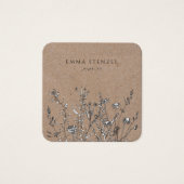 Rustic Kraft Wildbloemen Floral Square Biz Kaart (Voorkant)