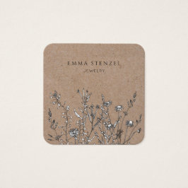 Rustic Kraft Wildbloemen Floral Square Biz Kaart