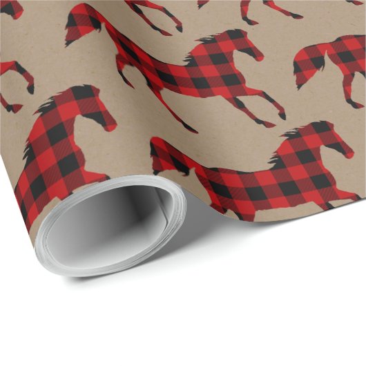 Rustic Kraft Wilde Paarden in buffelstaarten Cadeaupapier (Rol Hoek)