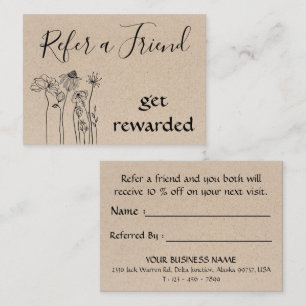 Rustic Kraft & Wildflower Professional Business Aanbevelingskaartje