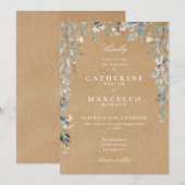 Rustic Kraft Wildflowers Waterverf Bloemen Huwelij Kaart (Voorkant / Achterkant)