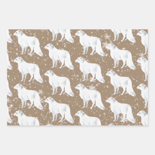 Rustic Kraft Winter Arctic Animals Ermine Owl Fox  Inpakpapier Vel (Voorkant 3)