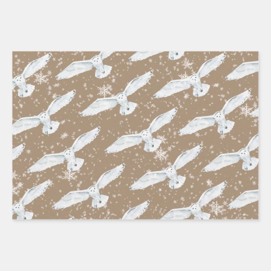 Rustic Kraft Winter Arctic Animals Ermine Owl Fox  Inpakpapier Vel (Voorkant 2)