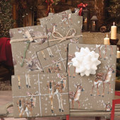 Rustic Kraft Winter Baby Doe Reindeer Snowflakes Inpakpapier Vel