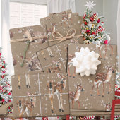 Rustic Kraft Winter Baby Doe Reindeer Snowflakes Inpakpapier Vel