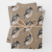 Rustic Kraft Winter Birds Sparrows Chickadees Inpakpapier Vel (In situ)