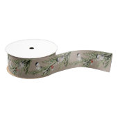 Rustic Kraft Winter Chickadees op Spruce Branch Grosgrain Lint (Spoel)