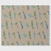Rustic Kraft Winter Green Blue Spruce Branches Cadeaupapier (Vlak)