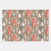 Rustic Kraft Winter Holiday Gift-Giving Animals Inpakpapier Vel (Voorkant)
