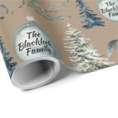 Rustic Kraft Winter Horse Custom Name & Sentic Cadeaupapier (Rol Hoek)