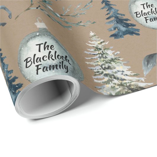 Rustic Kraft Winter Horse Custom Name & Sentic Cadeaupapier (Rol Hoek)