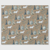 Rustic Kraft Winter Horse Custom Name & Sentic Cadeaupapier (Vlak)