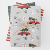 Rustic Kraft Winter Kerstboom en sneeuw Inpakpapier Vel (In situ)