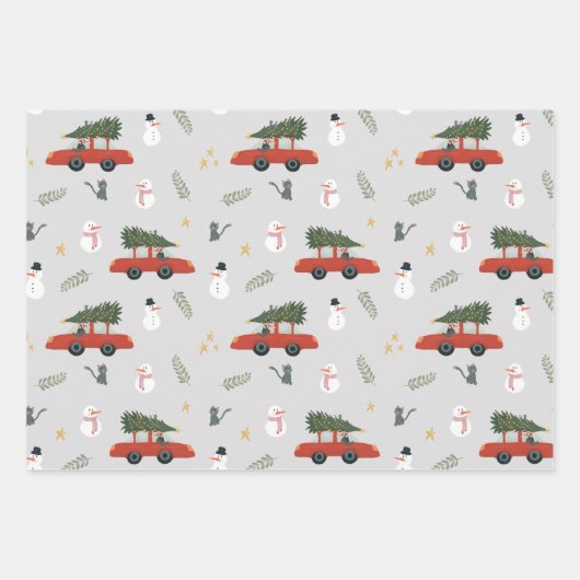 Rustic Kraft Winter Kerstboom en sneeuw Inpakpapier Vel (Voorkant)