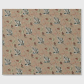 Rustic Kraft Winter Spruce Cones & Berries Matte W Cadeaupapier (Vlak)