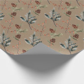 Rustic Kraft Winter Spruce Cones & Berries Matte W Cadeaupapier (Hoek)