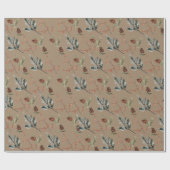 Rustic Kraft Winter Spruce Cones & Berries Small Cadeaupapier (Vlak)