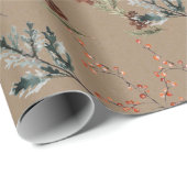 Rustic Kraft Winter Spruce Cones & Berries Small Cadeaupapier (Rol Hoek)