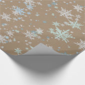 Rustic Kraft Winter Spruce Silver Blue Snowflakes Cadeaupapier (Hoek)