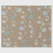 Rustic Kraft Winter Spruce Silver Blue Snowflakes Cadeaupapier (Vlak)