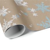 Rustic Kraft Winter Spruce Silver Blue Snowflakes Cadeaupapier (Rol Hoek)
