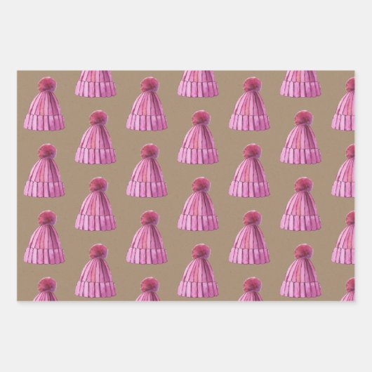 Rustic Kraft Winter Tuque Sokken & Mitts Inpakpapier Vel (Voorkant)