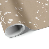 Rustic Kraft Winter White Falling Snowflakes Matte Cadeaupapier (Rol Hoek)