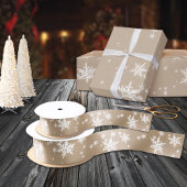 Rustic Kraft Winter White Falling Snowflakes Matte Inpakpapier Vel